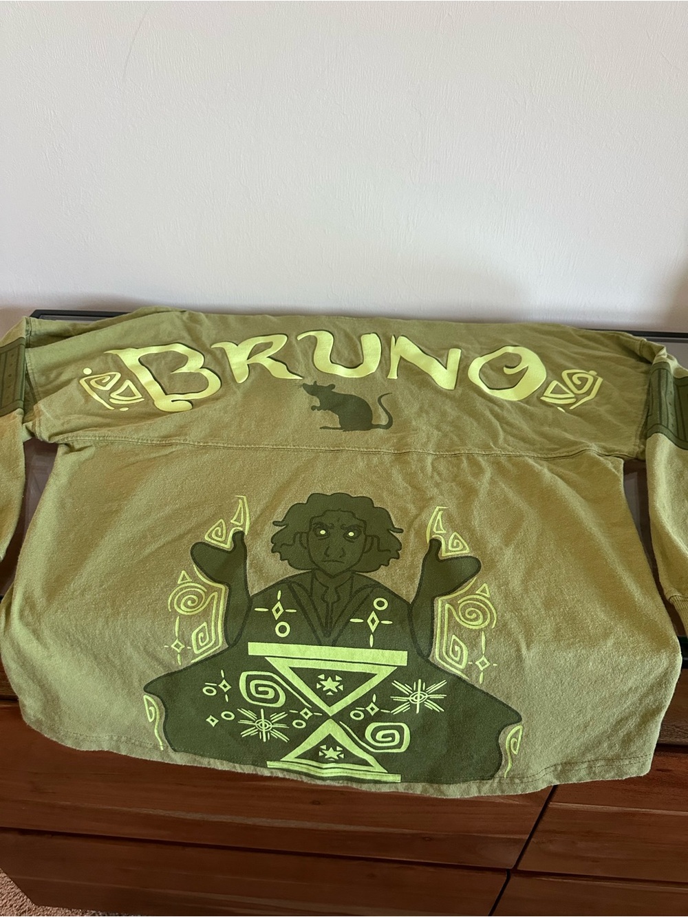 Disney Parks Adults Encanto Bruno Glow-in-the-Dark Spirit Jersey In Olive Green